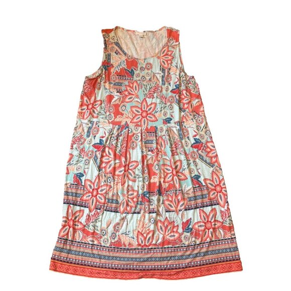 $99 J. Jill FLORAL PRINT RAYON SPANDEX SLEEVELESS DRESS Womens Size Large L - Picture 4 of 8